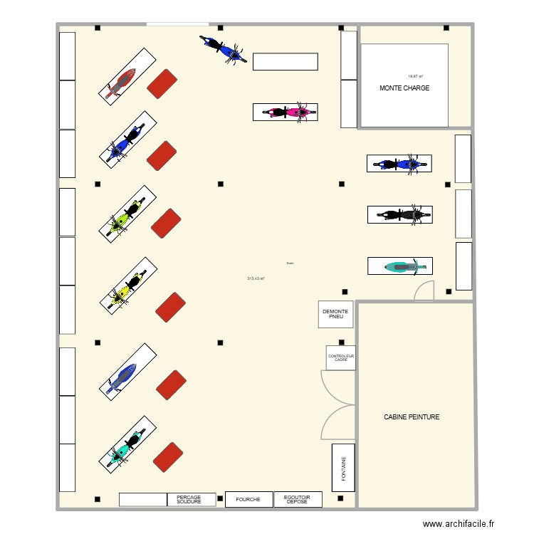ACCI. Plan de 2 pièces et 332 m2