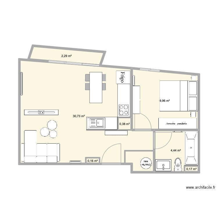 Appartement. Plan de 7 pièces et 48 m2