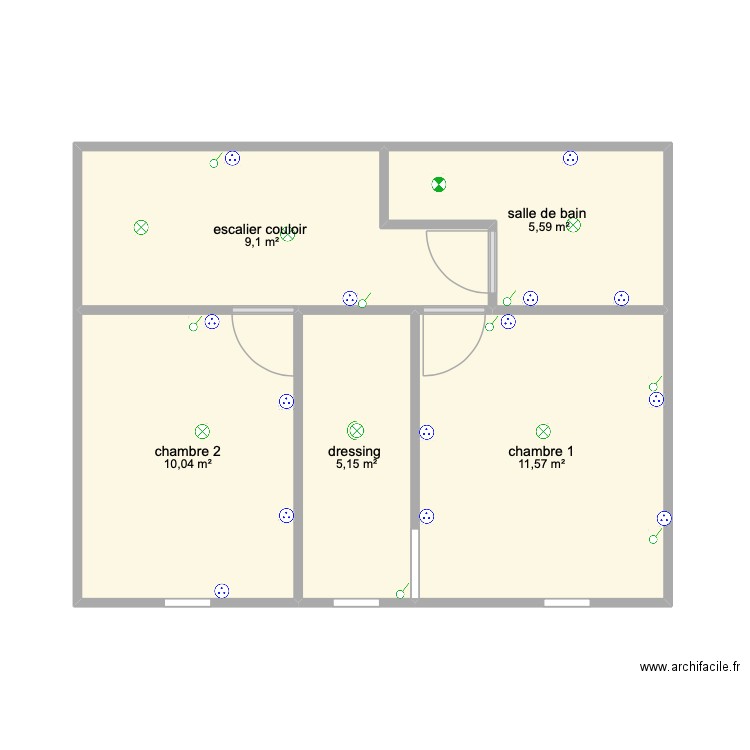 etage 1 maison. Plan de 5 pièces et 41 m2