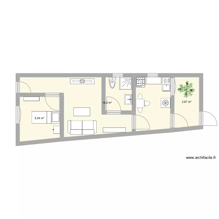 maison gardien. Plan de 3  et 29 m²