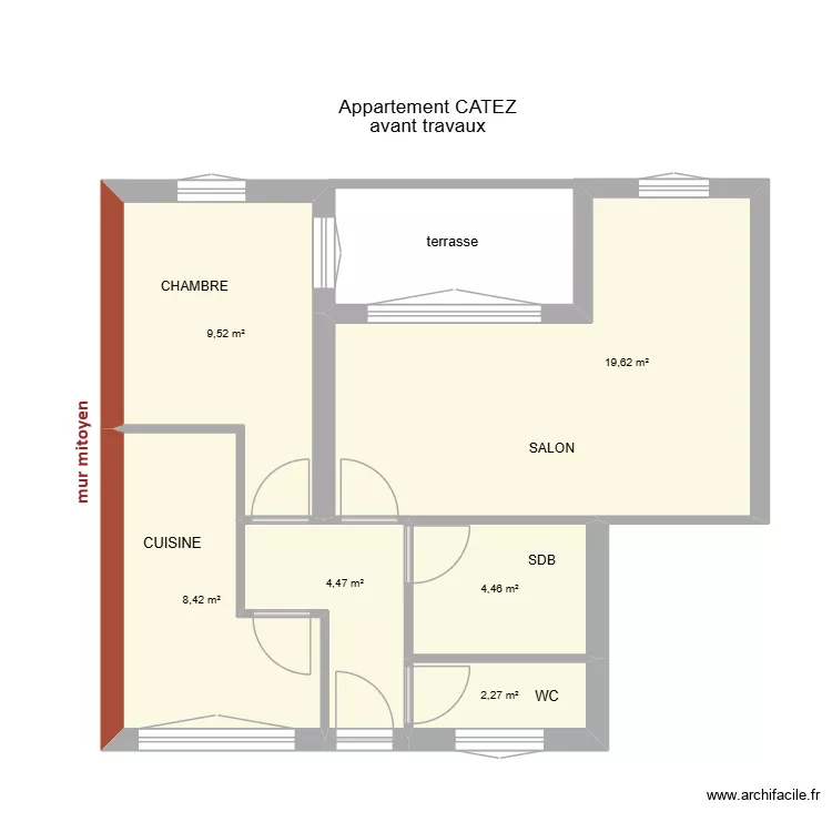 CATEZ. Plan de 6 pièces et 49 m²