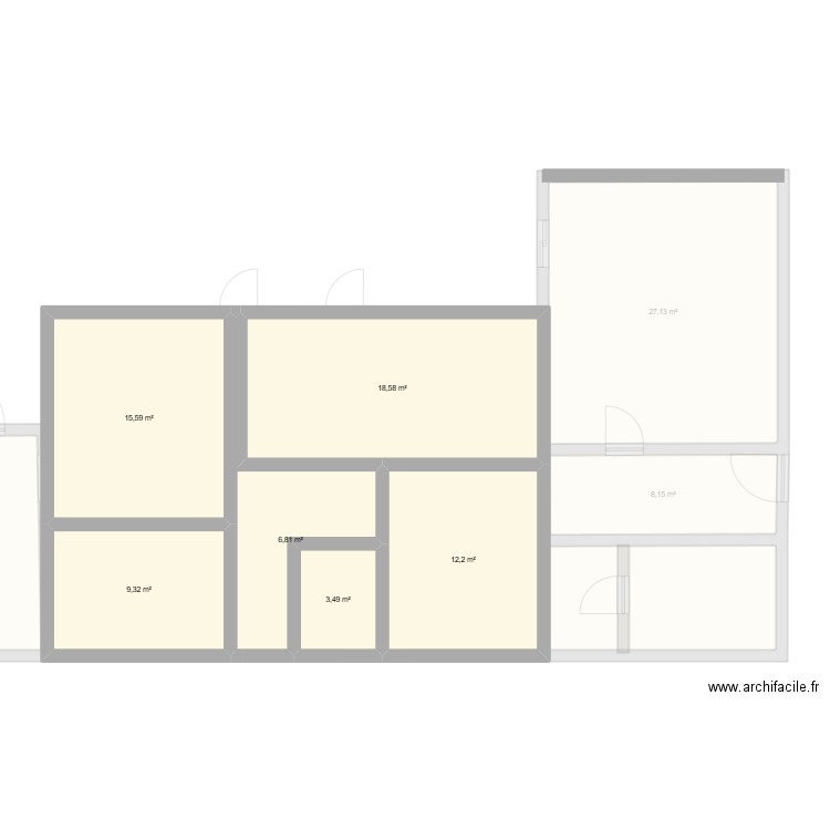 derriere. Plan de 11 pièces et 198 m2