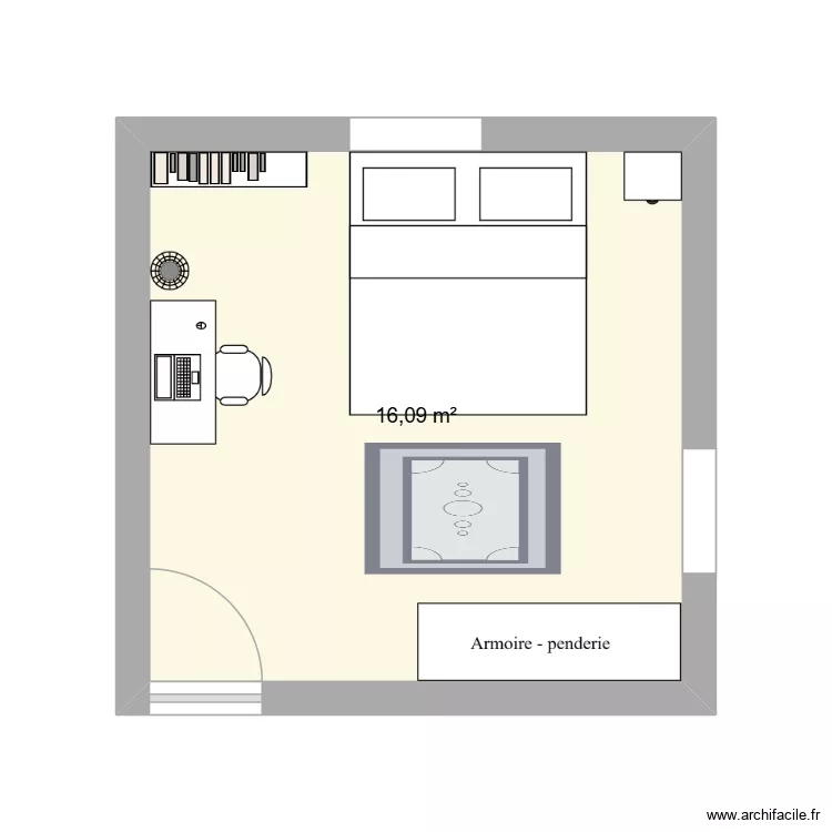 Ma chambre. Plan de 1  et 16 m²