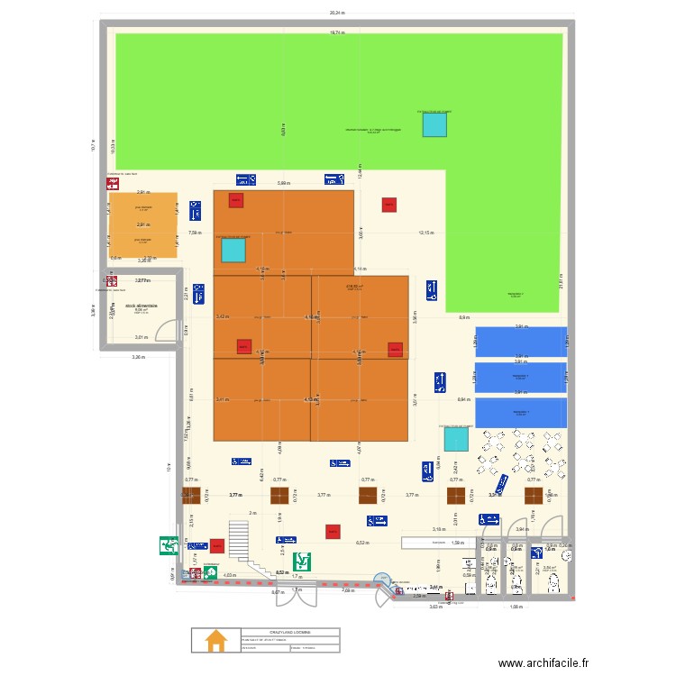 plan salle de jeux snack. Plan de 5 pièces et 435 m2