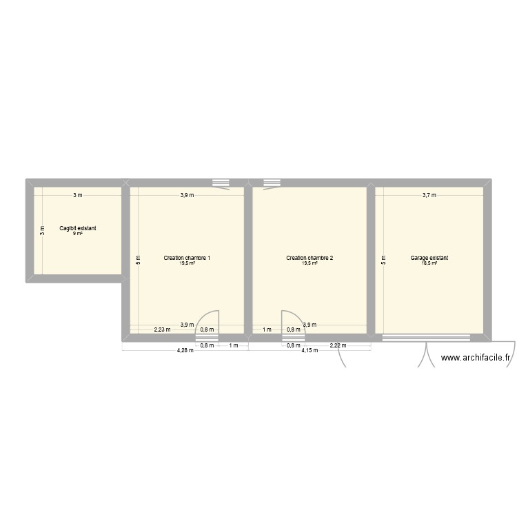 Plan Garage. Plan de 4 pièces et 67 m2