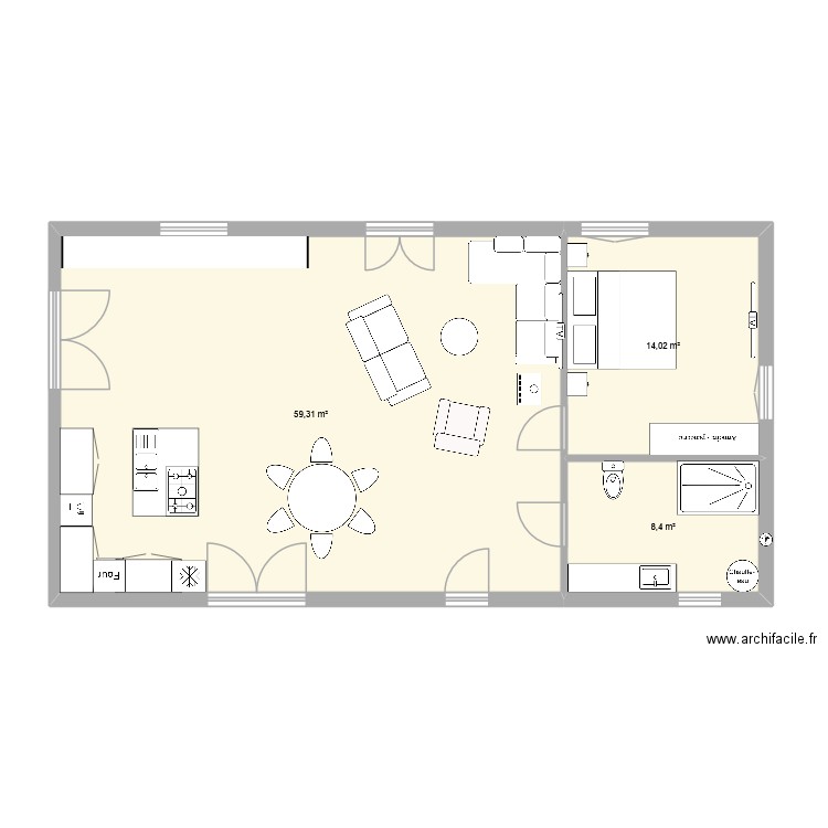 Maison. Plan de 3 pièces et 82 m2