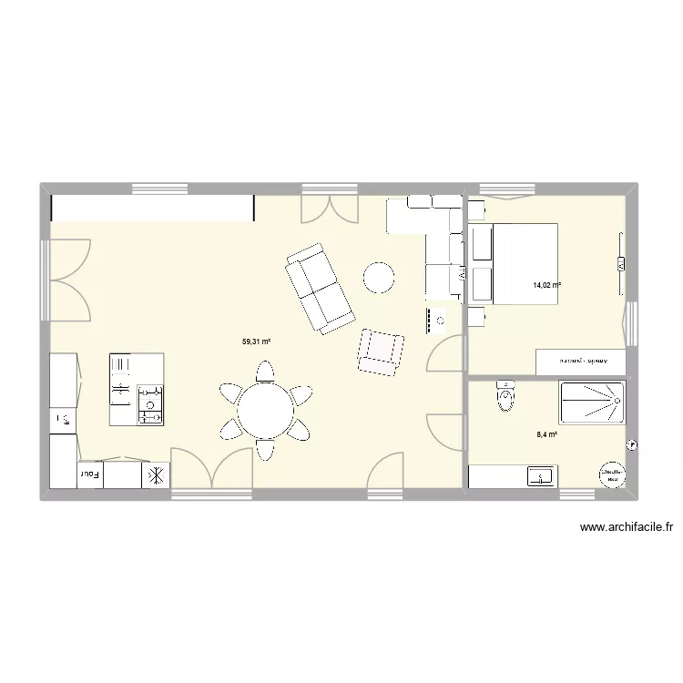 Maison. Plan de 3 pièces et 82 m²