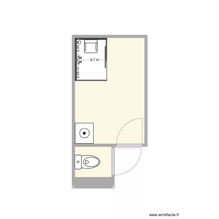 Salle de bain. Plan de 2  et 7 m²