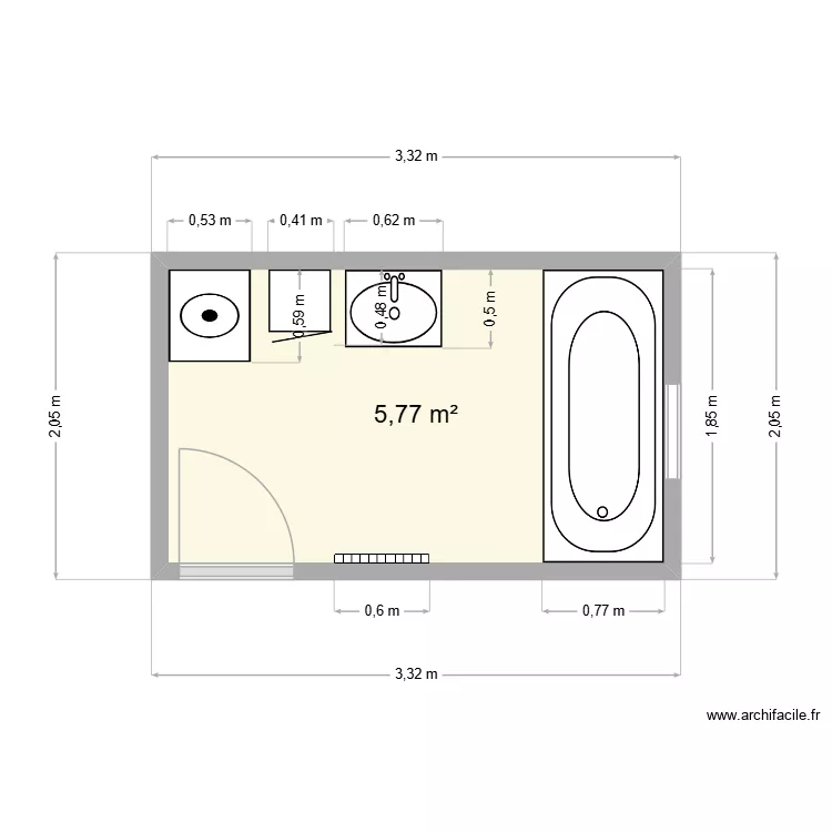 pasquier. Plan de 1  et 6 m²