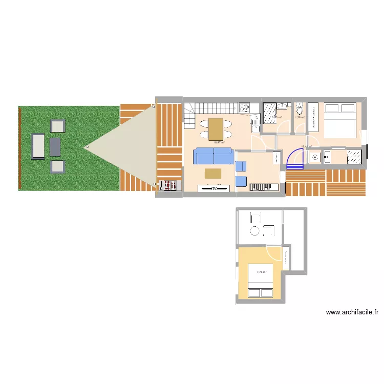 Maison Carro2. Plan de 8  et 65 m²
