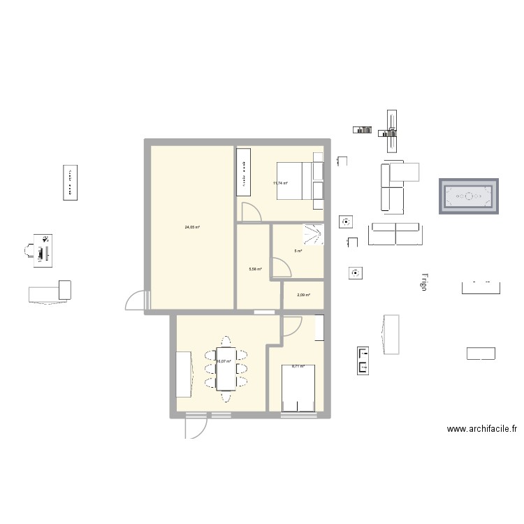 Van 1. Plan de 7 pièces et 73 m2