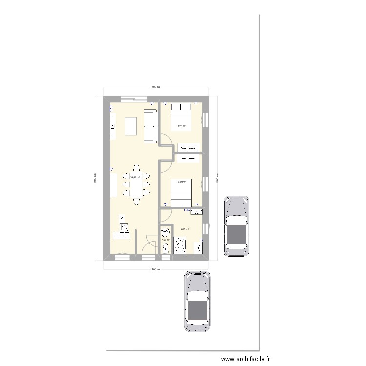 LOCATION. Plan de 5 pièces et 61 m2