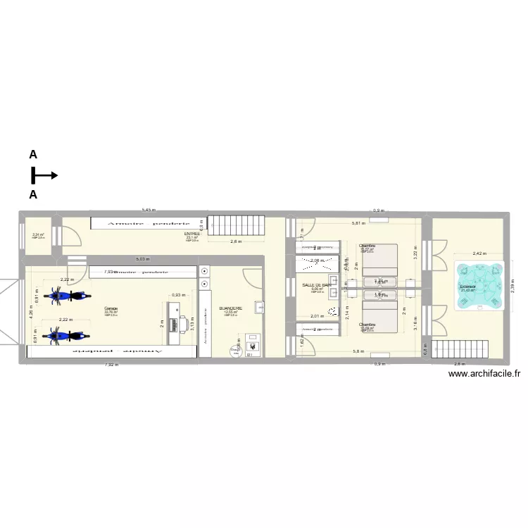 TRIE. Plan de 8  et 130 m²