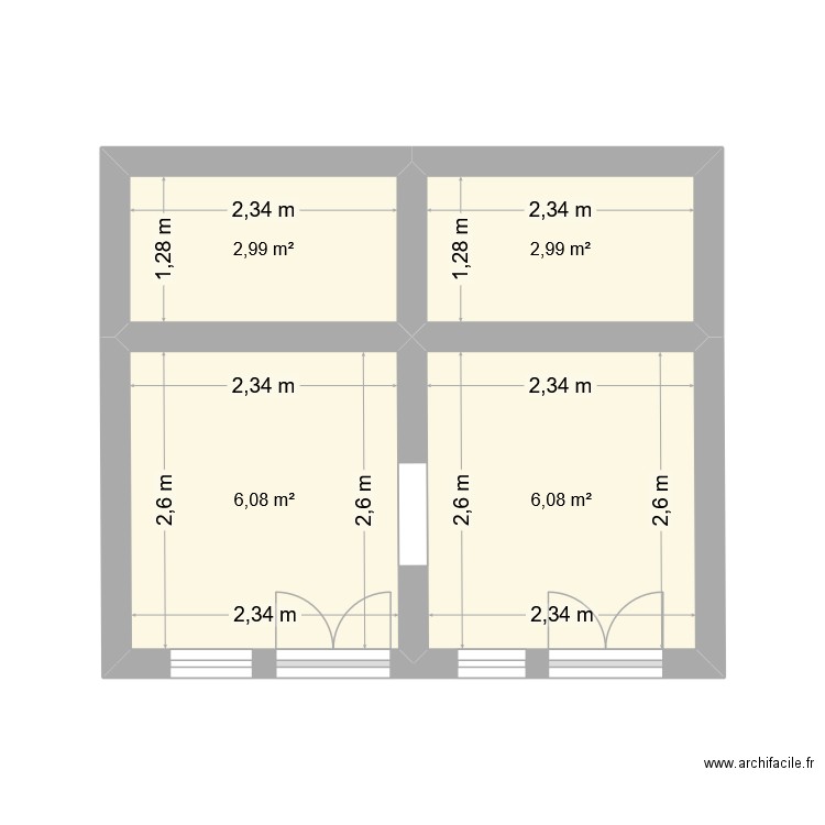 Plan 313. Plan de 4 pièces et 18 m2