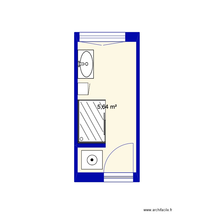 salle de bain. Plan de 1 pièce et 6 m2