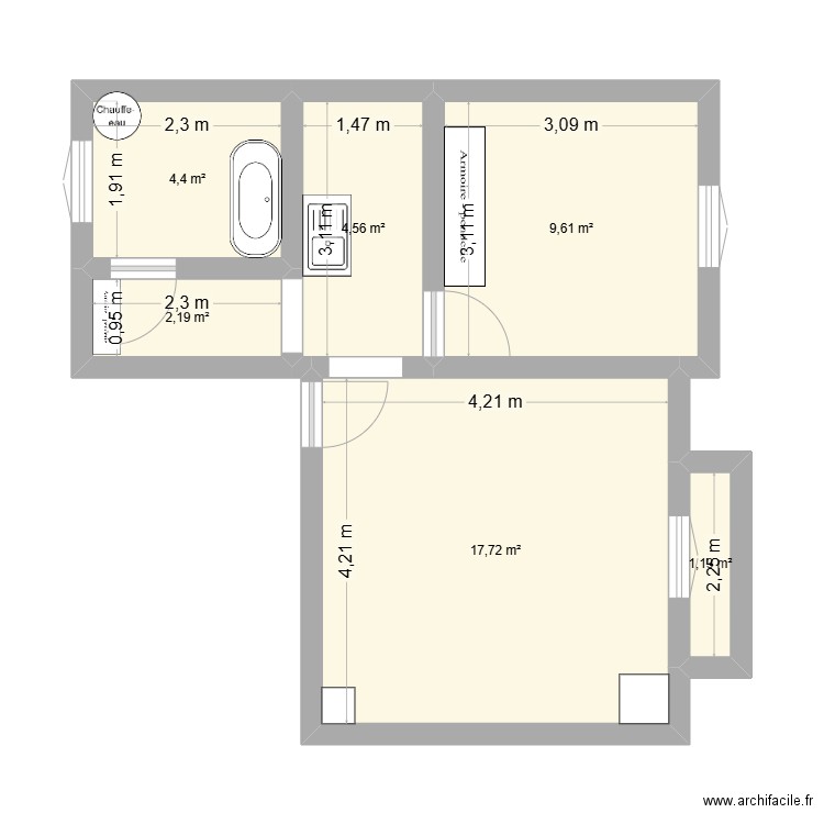 POUZET 2. Plan de 6 pièces et 40 m2