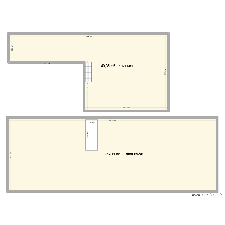 ETAGE. Plan de 3 pièces et 402 m2