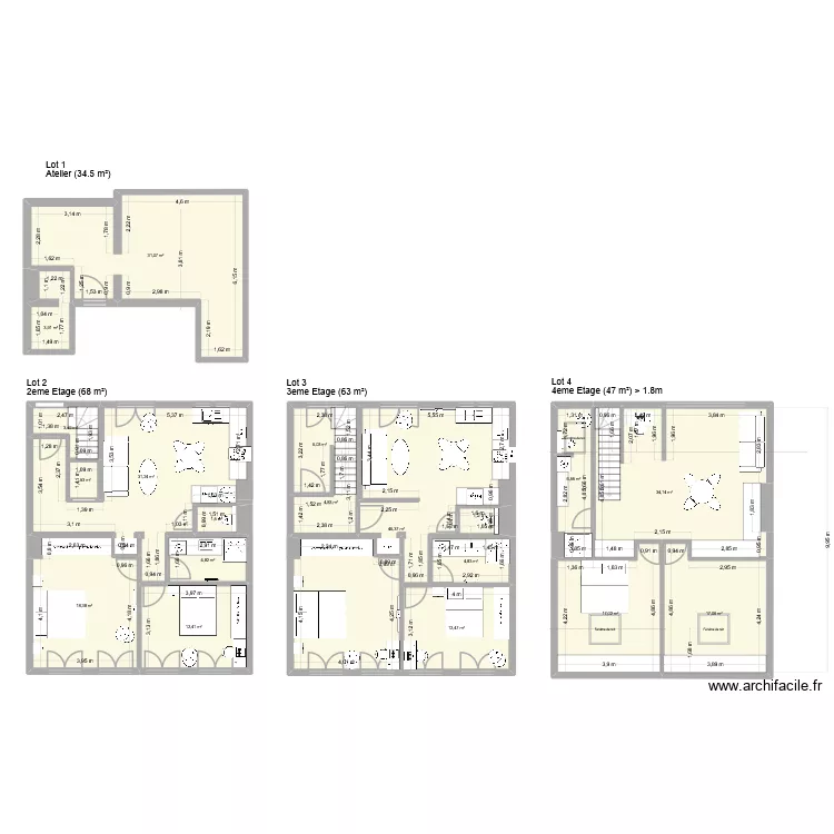 App de la gare 1er T1 05 2026. Plan de 19  et 257 m²