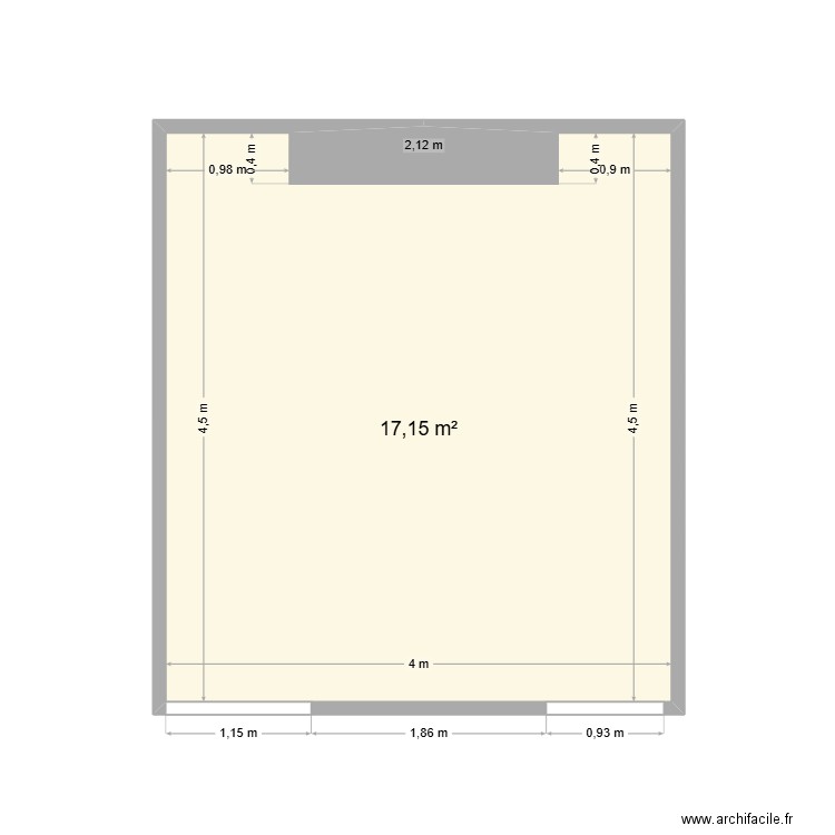 Cuisine. Plan de 1 pièce et 17 m2