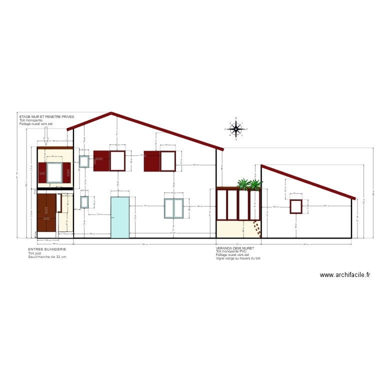 PLAN DE FACADE AVANT TRAVAUX V5. Plan de 3 pièces et 14 m2