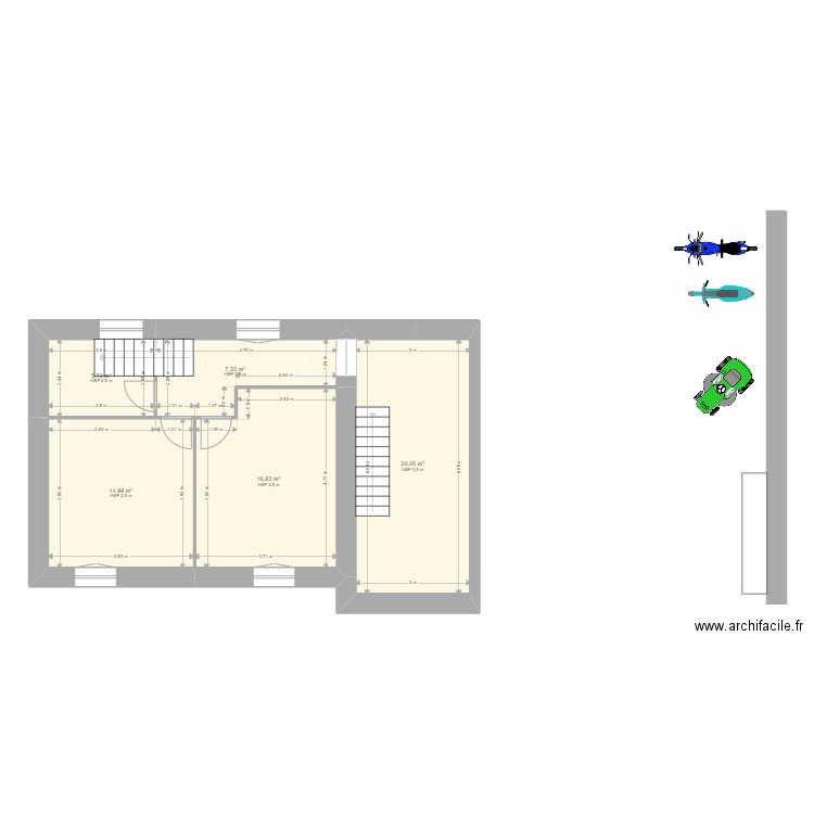 5 la joubertie etg projet. Plan de 5 pièces et 65 m2