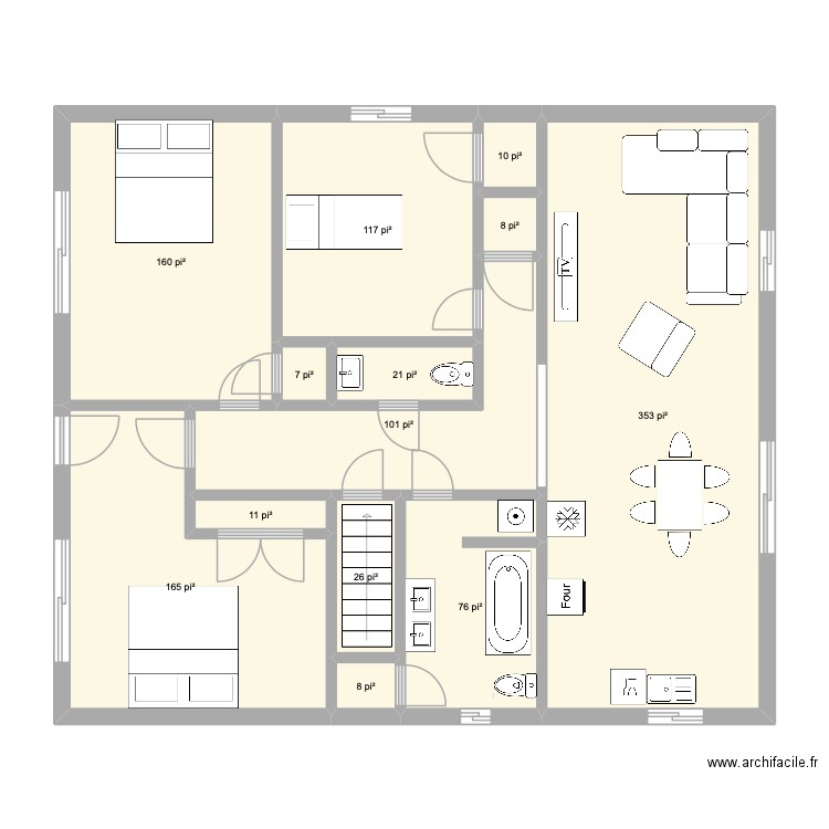 étage 18e plan1. Plan de 12 pièces et 99 m2