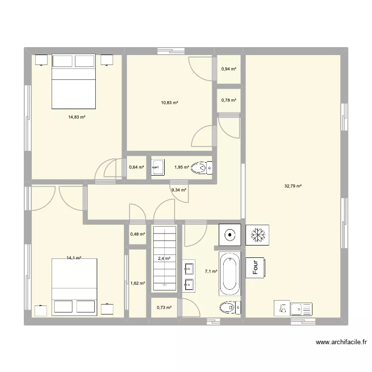 &eacute;tage 18e plan1. Plan de 14  et 99 m²