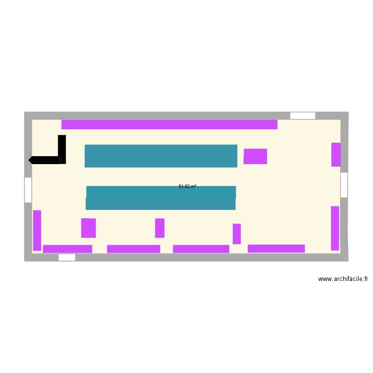 verget tellier. Plan de 1 pièce et 52 m2