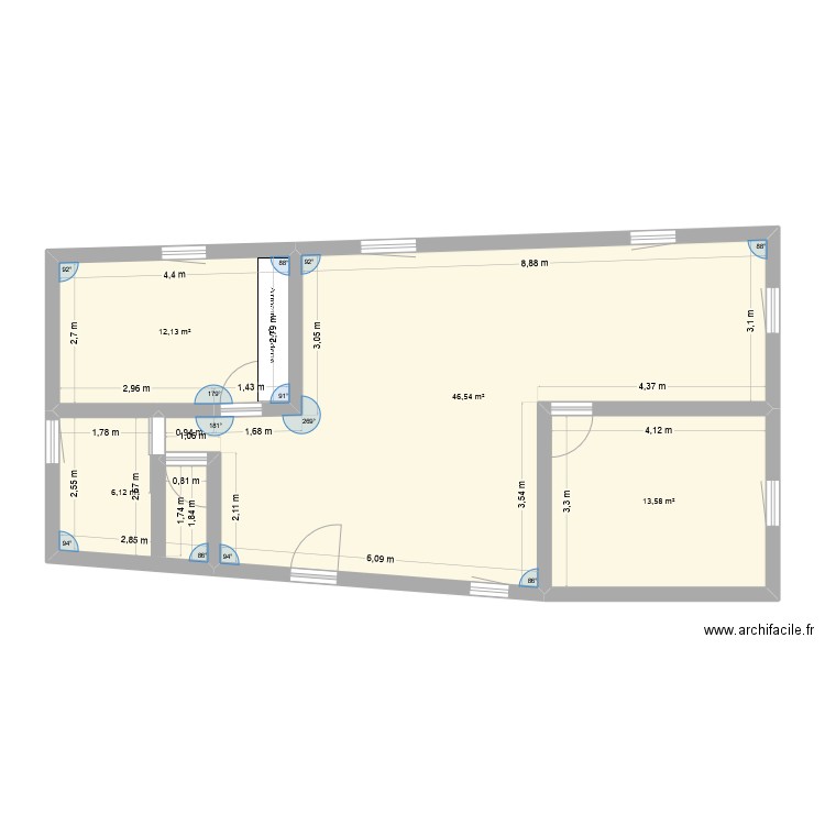 maison 2. Plan de 4 pièces et 78 m2