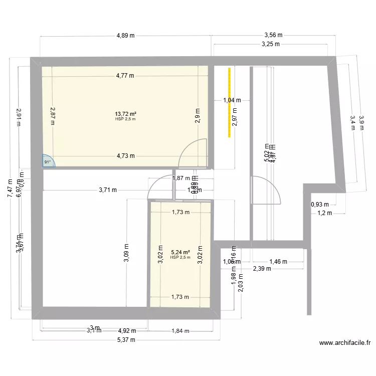 gentilly. Plan de 2  et 19 m²