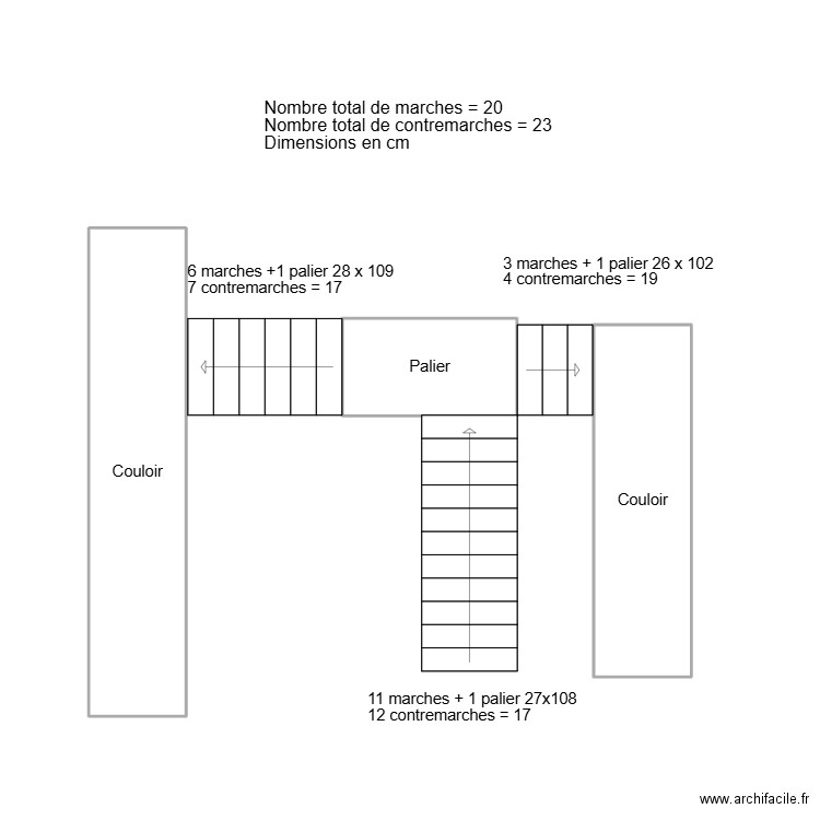 Escalier Eloyes. Plan de 3 pièces et 12 m2