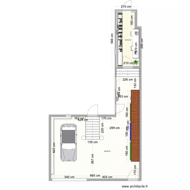 BUREAU/DEVANTURE. Plan de 