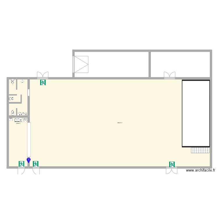 Salle des fêtes. Plan de 2 pièces et 361 m2