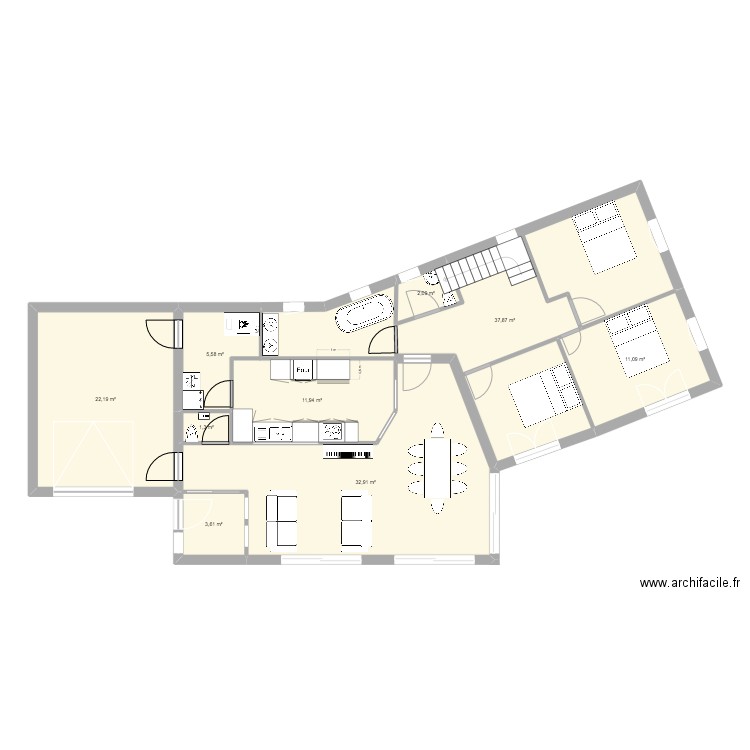 PLAN PLAIN PIED 22JUIN 2025. Plan de 9 pièces et 129 m2