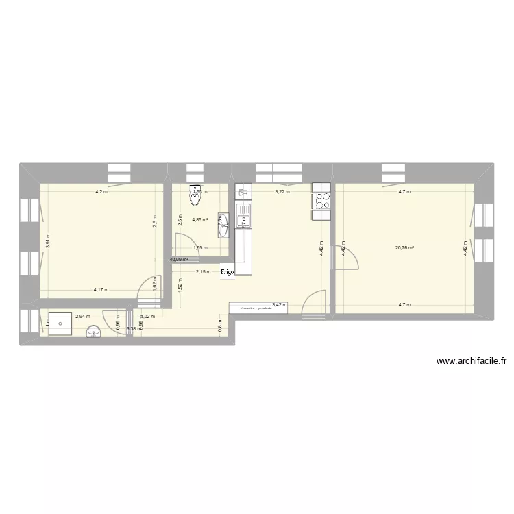 Appartement rez. Plan de 3 Pièces et 66 m² Appartement rez. Plan de 3 Pièces et 66 m²