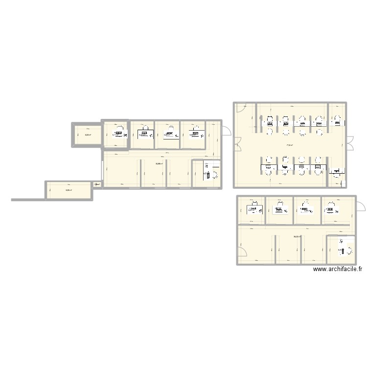 ECF2. Plan de 15 pièces et 200 m2