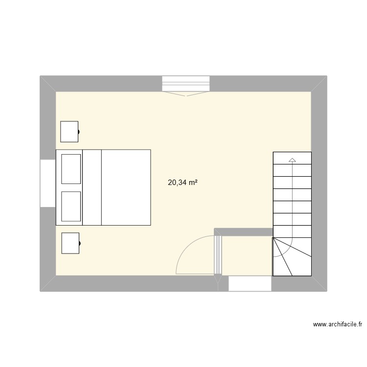 rdc. Plan de 1 pièce et 20 m2