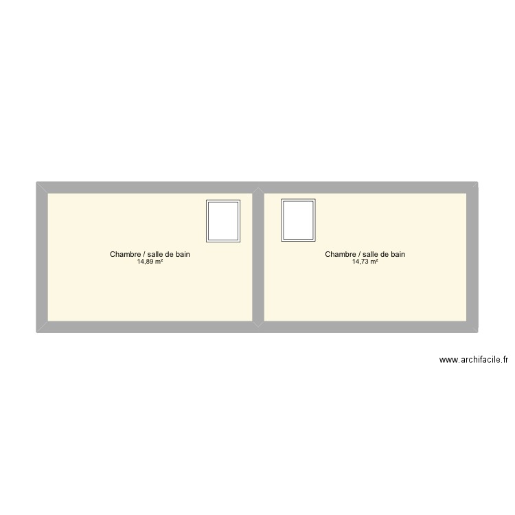 Dép 2 1er etage. Plan de 2 pièces et 30 m2