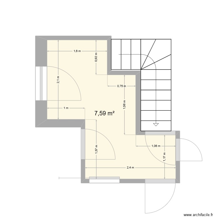 Victor DRAP RDC à valider. Plan de 1 pièce et 8 m2