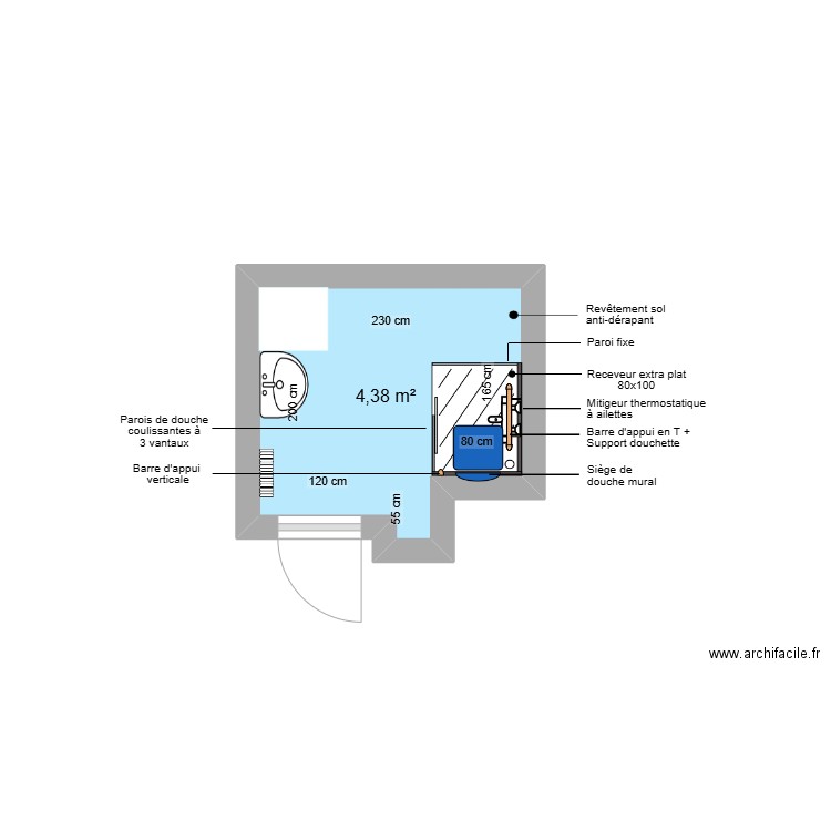 Projet IDIR. Plan de 1 pièce et 4 m2