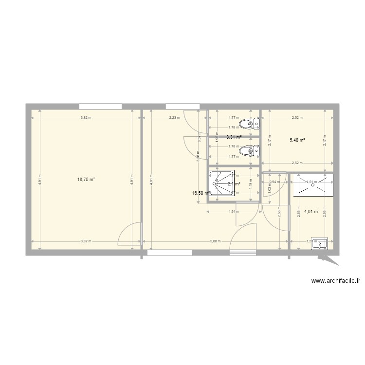 fds ref rdc. Plan de 6 pièces et 50 m2