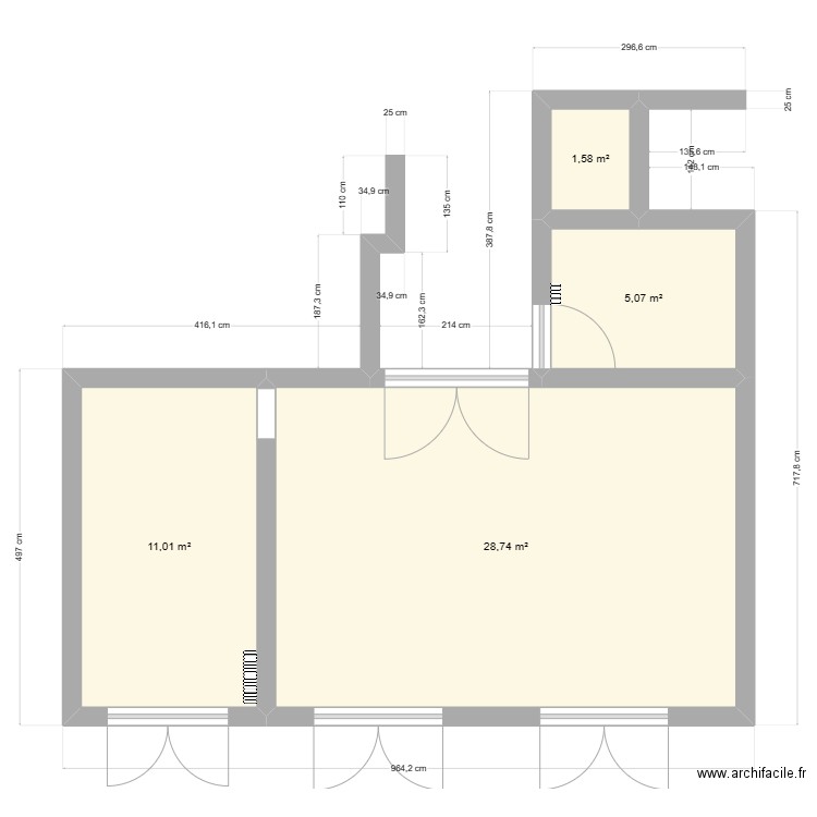 FOCH. Plan de 4 pièces et 46 m2