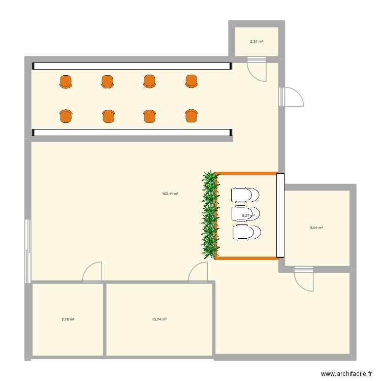 salon manon. Plan de 6 pièces et 146 m2