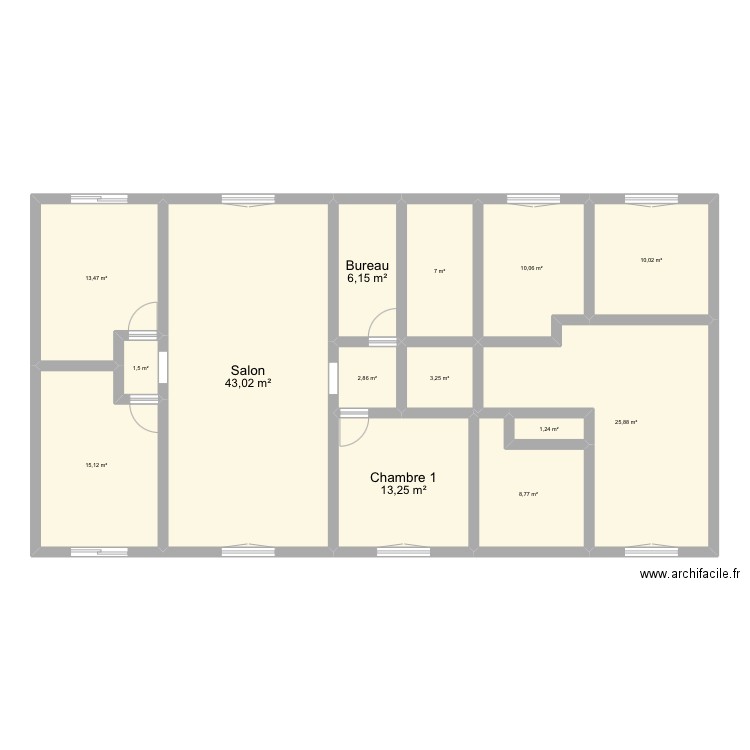 Montagnat. Plan de 14 pièces et 162 m2