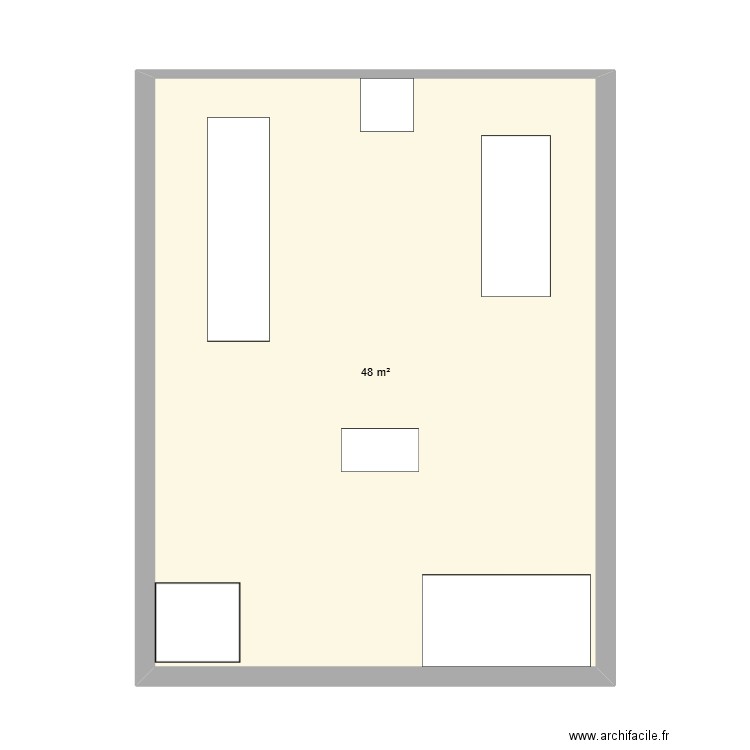 dcwL. Plan de 1 pièce et 48 m2