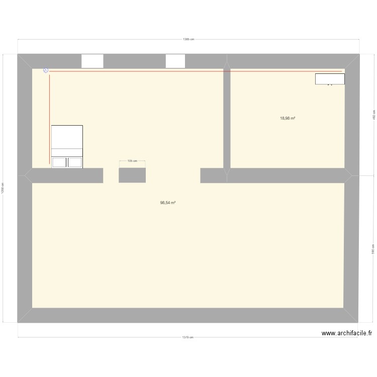 plan 2 kermarc. Plan de 2 pièces et 118 m2