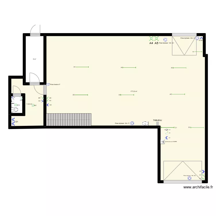 sibret 50 C GARAGE. Plan de 4  et 200 m²
