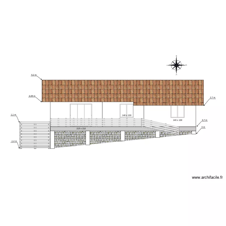Facade Sud 100m2. Plan de Facade Sud 100m2. Plan de