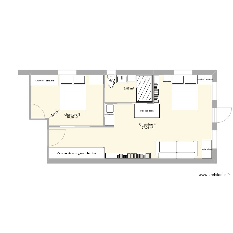 Suz B-R-05.14. Plan de 3 pièces et 41 m2