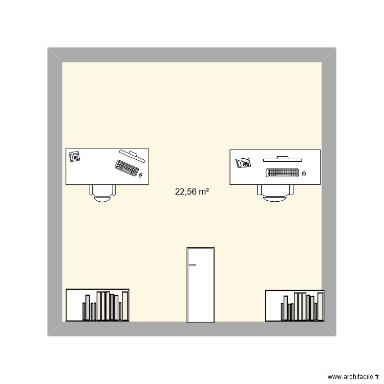 amenagement bureau. Plan de 1 pièce et 23 m2